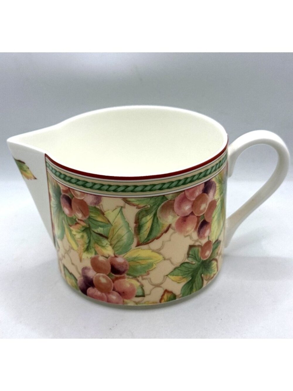 Retired Fitz and Floyd Sonoma Gravy Boat 12 oz Creamer Pitcher Grape Leaf Motif - Picture 13 of 15